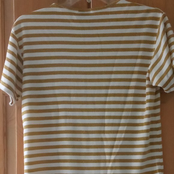 Bonnie Blaine White/Gold Short Sleeve Top Size Small - Picture 3 of 4